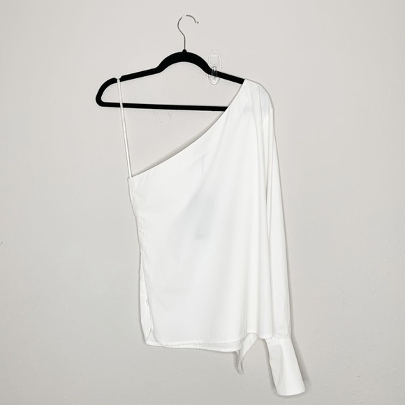 OUD Paris One Shoulder Asymmetrical Hem White Shirt Size XS - Picture 3 of 8